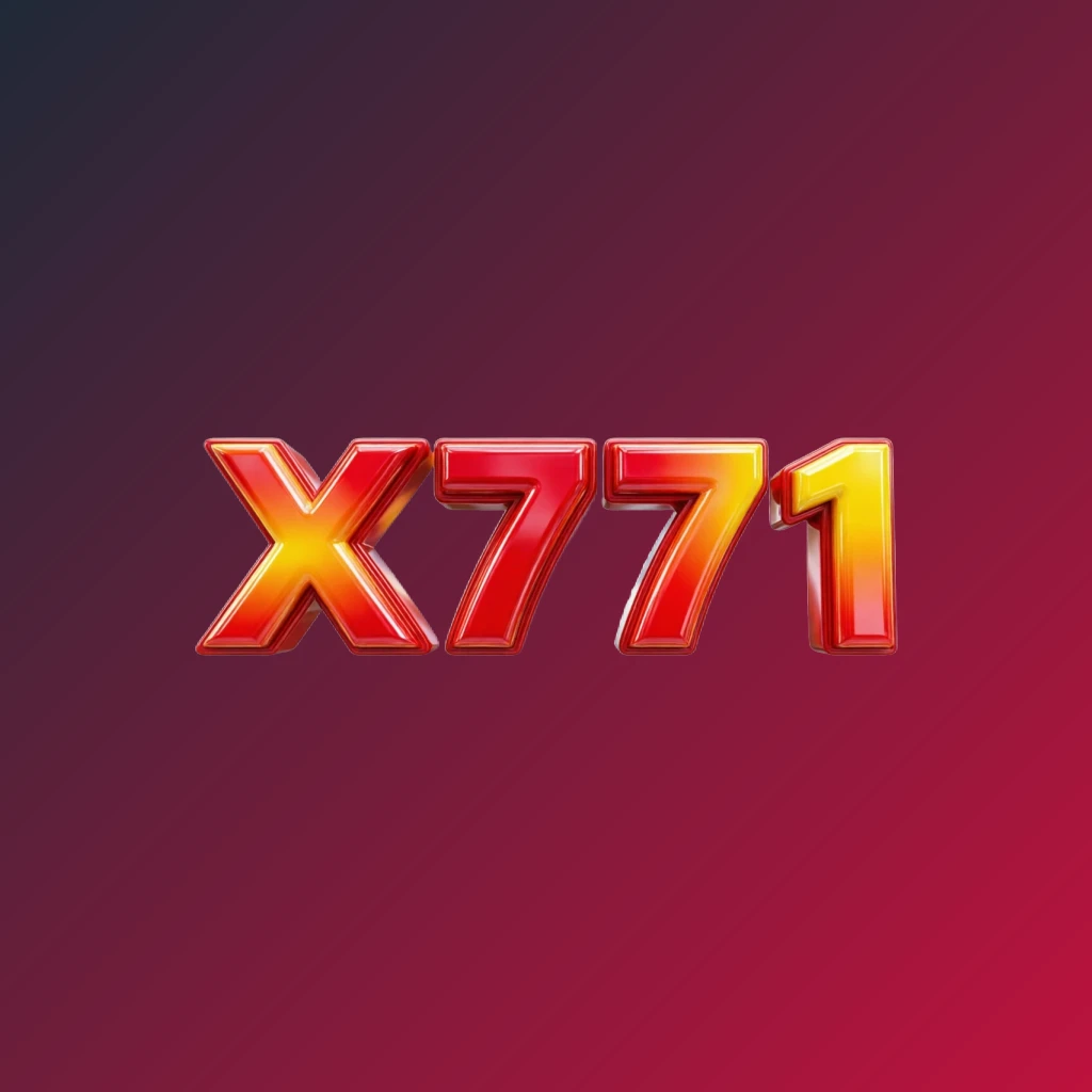 Vibrant X771 logo with bold heavy typography in bright red, yellow, and orange colors featuring a glossy 3D effect, designed as a wide horizontal rectangular wordmark on a transparent background for a modern energetic website header